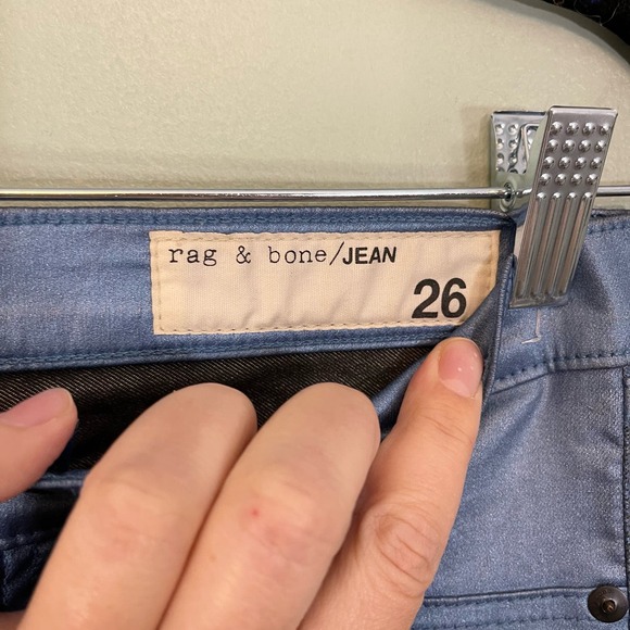 RAG & BONE Jeans Womens 26 Legging Metallic Slim Skinny Ankle Trousers Blue USA - Picture 10 of 11